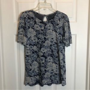 Lucky Brand Short Sleeve Pullover Floral Blouse   Size S